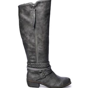 SO grey embellished knee boots